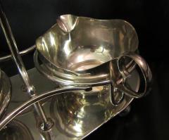 Mid Century Modern Silverplate Sugar and Creamer in Rack Holder EPNS - 1178726