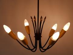 Mid Century Modern Six Flamed Sputnik Chandelier or Ceiling Lamp Germany 1950s - 3399382