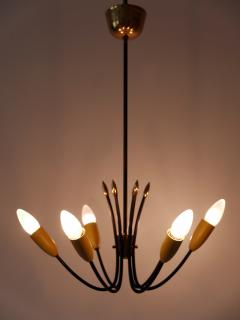 Mid Century Modern Six Flamed Sputnik Chandelier or Ceiling Lamp Germany 1950s - 3399384