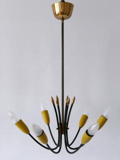 Mid Century Modern Six Flamed Sputnik Chandelier or Ceiling Lamp Germany 1950s - 3399385