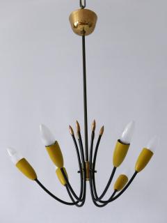 Mid Century Modern Six Flamed Sputnik Chandelier or Ceiling Lamp Germany 1950s - 3399387