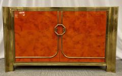 Mid Century Modern Small Cabinet by Mastercraft Lacquer Brass American 1980s - 2917259