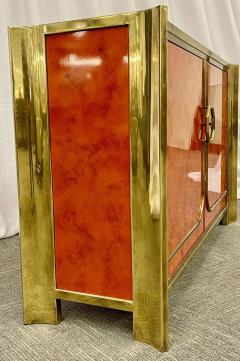 Mid Century Modern Small Cabinet by Mastercraft Lacquer Brass American 1980s - 2917269