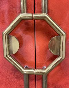 Mid Century Modern Small Cabinet by Mastercraft Lacquer Brass American 1980s - 2917270