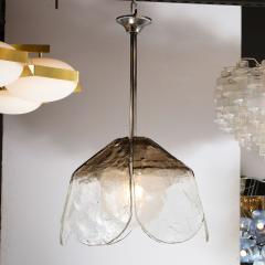 Mid Century Modern Smoked Murano Glass Abstracted Floral Form Chandelier - 1733176