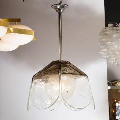 Mid Century Modern Smoked Murano Glass Abstracted Floral Form Chandelier - 1733188