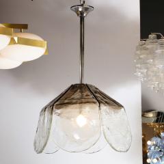 Mid Century Modern Smoked Murano Glass Abstracted Floral Form Chandelier - 1733189