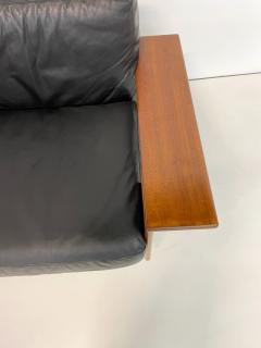 Mid Century Modern Sofa in Black Leather Wood - 2990558