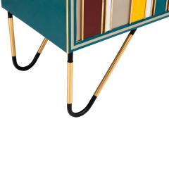 Mid Century Modern Solid Wood and Colored Glass Italian Sideboar - 4744612