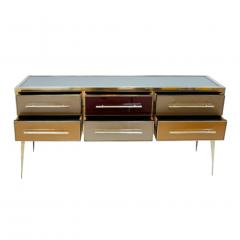 Mid Century Modern Solid Wood and Colored Glass Italian Sideboard - 1888475