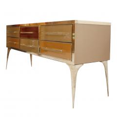 Mid Century Modern Solid Wood and Colored Glass Italian Sideboard - 1888480