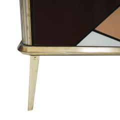 Mid Century Modern Solid Wood and Colored Glass Italian Sideboard - 2098351