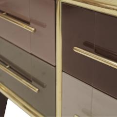 Mid Century Modern Solid Wood and Colored Glass Italian Sideboard - 2414863