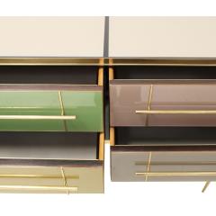 Mid Century Modern Solid Wood and Colored Glass Italian Sideboard - 2558364