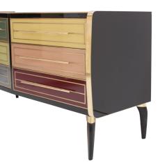 Mid Century Modern Solid Wood and Colored Glass Italian Sideboard - 2989741