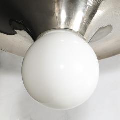Mid Century Modern Spherical Chrome Flush Mount with Milk Glass Globe - 4745184