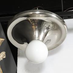 Mid Century Modern Spherical Chrome Flush Mount with Milk Glass Globe - 4745187