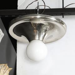 Mid Century Modern Spherical Chrome Flush Mount with Milk Glass Globe - 4745191