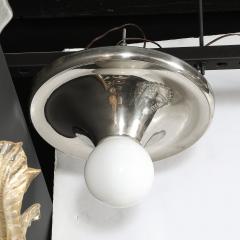 Mid Century Modern Spherical Chrome Flush Mount with Milk Glass Globe - 4745223