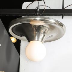 Mid Century Modern Spherical Chrome Flush Mount with Milk Glass Globe - 4745229