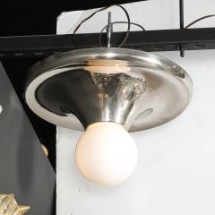 Mid Century Modern Spherical Chrome Flush Mount with Milk Glass Globe - 4745236