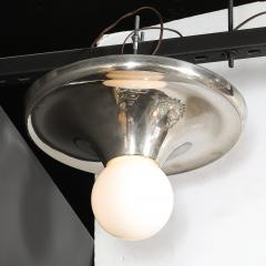 Mid Century Modern Spherical Chrome Flush Mount with Milk Glass Globe - 4745237