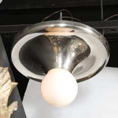 Mid Century Modern Spherical Chrome Flush Mount with Milk Glass Globe - 4745242