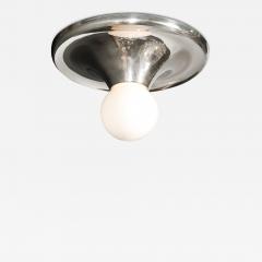 Mid Century Modern Spherical Chrome Flush Mount with Milk Glass Globe - 4746358