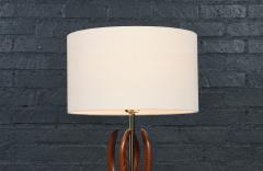 Mid Century Modern Spiral Sculpted Wood Table Lamp - 4643574