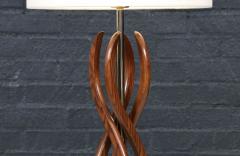 Mid Century Modern Spiral Sculpted Wood Table Lamp - 4643575