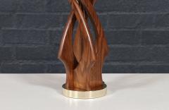 Mid Century Modern Spiral Sculpted Wood Table Lamp - 4643577