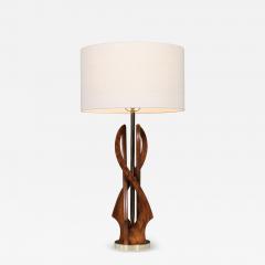 Mid Century Modern Spiral Sculpted Wood Table Lamp - 4643740