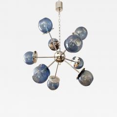 Mid Century Modern Sputnik Pulegoso Blue Murano Glass Chandelier - 4460749