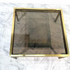 Mid Century Modern Square Brass Smoked Glass Coffee Table 1970s - 4308480