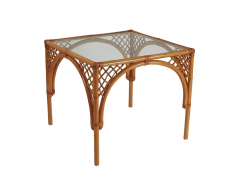 Mid Century Modern Square Dining or Card Table in Rattan Glass - 2649892