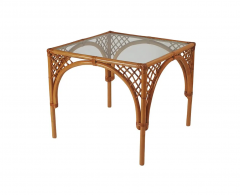 Mid Century Modern Square Dining or Card Table in Rattan Glass - 2649893