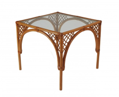 Mid Century Modern Square Dining or Card Table in Rattan Glass - 2649911