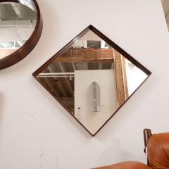 Mid Century Modern Square Wall Mirror in Solid Jacarand Frame Brazil 1960s - 1233362