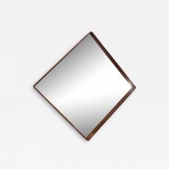 Mid Century Modern Square Wall Mirror in Solid Jacarand Frame Brazil 1960s - 1234544