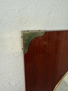 Mid Century Modern Square Wall Mirror with Brass Accents - 4290804