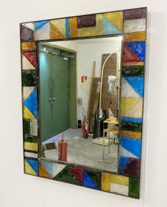 Mid Century Modern Stained Glass Mirror - 2577066