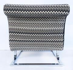 Mid Century Modern Stainless Upholstered Slipper Chairs Pair - 3500769