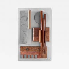 Mid Century Modern Steel Wood Geometric Wall Sculpture by Stuart Mathews - 4276955