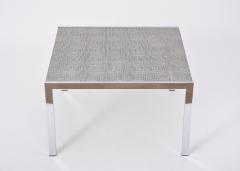 Mid Century Modern Steel and Aluminium Coffee Table with Graphic Meander Pattern - 2008299