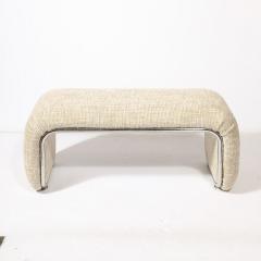 Mid Century Modern Streamlined Waterfall Bench in Chrome Holly Hunt Upholstery - 3898674