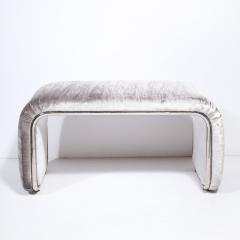 Mid Century Modern Streamlined Waterfall Bench in Chrome Smoked Velvet - 2704888