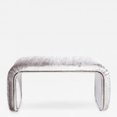 Mid Century Modern Streamlined Waterfall Bench in Chrome Smoked Velvet - 2709577