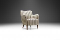 Mid Century Modern Striped Lowback Easy Chair Denmark ca 1940s - 3635361