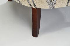 Mid Century Modern Striped Lowback Easy Chair Denmark ca 1940s - 3635390