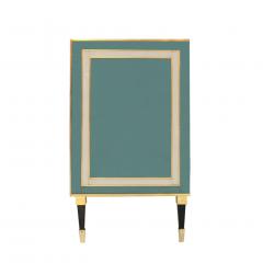 Mid Century Modern Style Brass and Colored Glass Pair of Italian Sideboards - 2295530